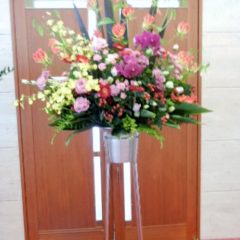 スタンド花１段赤ピンク系